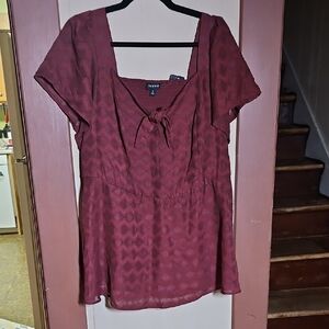 Torrid 2 Burgundy Blouse with Bow Detail